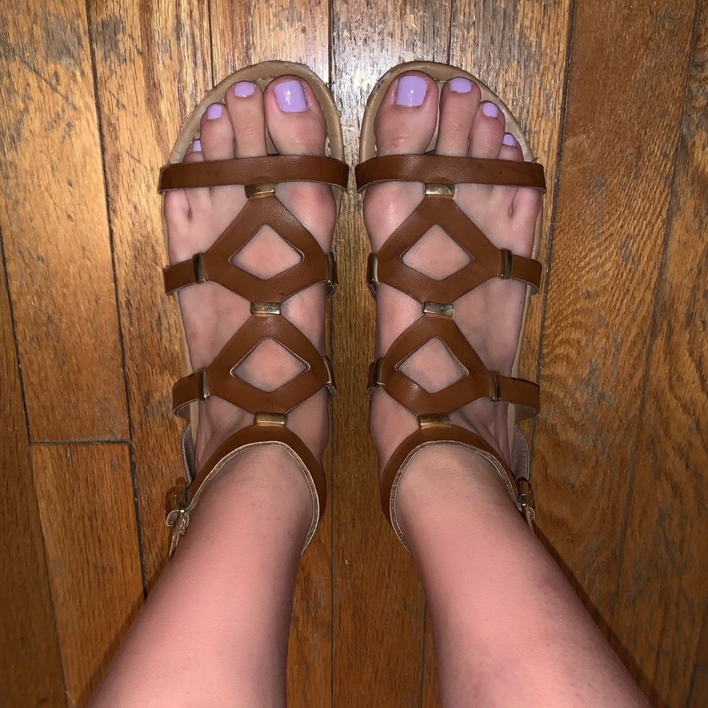 Steve Madden brown and gold gladiator sandals